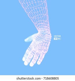 Human Arm. Hand Model. Connection structure. Future technology concept. 3D Vector illustration. 
