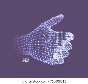 Brazo humano. Modelo de mano. Estructura de conexión. Concepto de tecnología futura. Ilustración vectorial 3D.