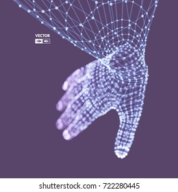 Human arm. Hand model. Connection structure. Future technology concept. 3d vector illustration.