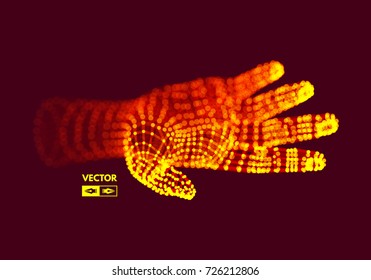 Menschlicher Arm. Handmodell. Verbindungsstruktur. Zukunftstechnologie-Konzept. 3D-Vektorgrafik.