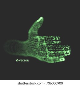 Human Arm. Hand Model. Connection structure. Future technology concept. 3D Vector illustration. 