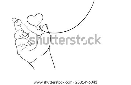 Human arm holding heart line continuous drawn. Hand hold heart in line style. Charity, help, humanity, orphanhood. Vector illustration isolated on white
