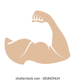 the human arm muscle strength or biceps brachii flat vector color icon