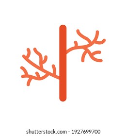Symbol der menschlichen Arterie. Flach-Stil kann für Web, mobile, ui verwendet werden. Blut, Gefäß, Arterie, Gefäß, Vene, Herz-Kreislauf-System, Herzkonzept. Vektorgrafik einzeln auf weißem Hintergrund. EPS10.