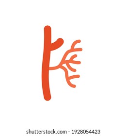 Human artery coloured icon. Flat style can be used for web, mobile, ui. Blood, vessel, artery, vascular, vein, cardiovascular, heart concept. Vector illustration isolated on white background. EPS 10.