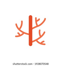 Icono de color arteria humana. El estilo plano se puede usar para web, móvil, ui. Sangre, vasos, arteria, vascular, vena, cardiovascular, concepto cardiaco. Ilustración vectorial aislada en fondo blanco. EPS 10.