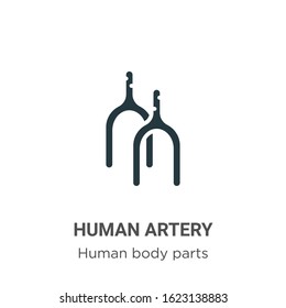 Human artery glyph icon vector on white background. Flat vector human artery icon symbol sign from modern human body parts collection for mobile concept and web apps design.