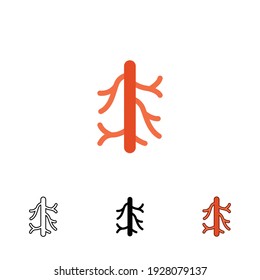 Human artery icon in different style. Two colored and black human artery vector icons designed in filled outline, line, glyph and solid style. Vector illustration isolated on white background. EPS 10