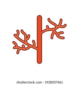 Icono de arteria humana. El estilo de contorno relleno se puede usar para web, móvil, ui. Sangre, vasos, arteria, vascular, vena, cardiovascular, concepto cardiaco. Ilustración vectorial aislada en fondo blanco. EPS 10.