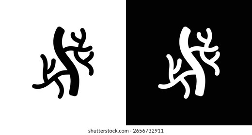 Icono de la arteria humana en conjunto de Vector sólido negro plano