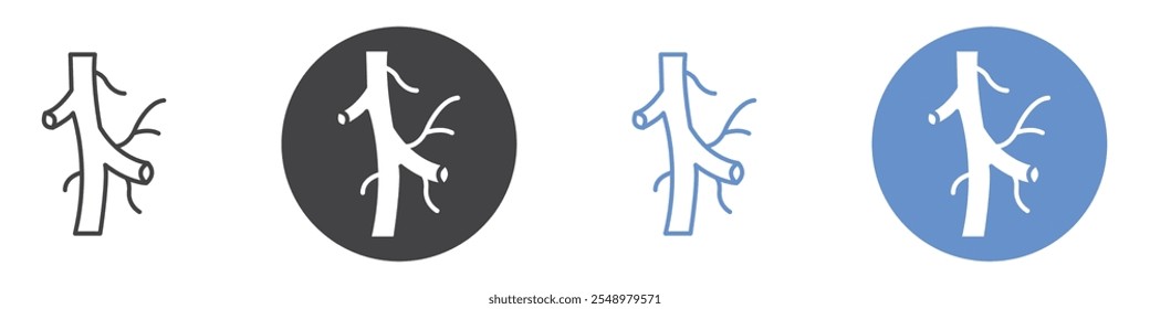 Conjunto de símbolos de linha plana do ícone da artéria humana.