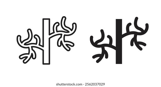 Human artery icons in flat and line style set.
