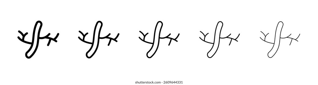 Human artery icons vectors set in different stroke lines