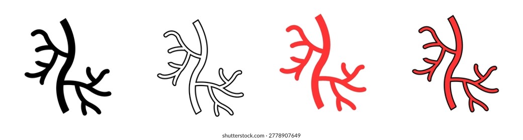 Human artery vector icon set. anatomy illustration sign collection.