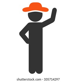 Human Assurance vector icon. Style is bicolor flat symbol, orange and gray colors, rounded angles, white background.