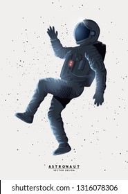 A human astronaut spaceman floating around in Space. Vector illustration.