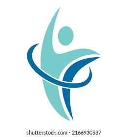 Human athlete in motion who crosses finish line and breaks through ribbon isolated logo vector.