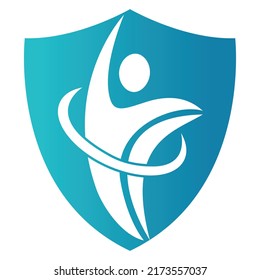 Human athlete in motion who crosses finish line and breaks through ribbon isolated logo vector.