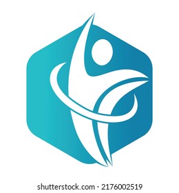 Human athlete in motion who crosses finish line and breaks through ribbon isolated logo vector.