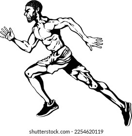 Human athlete running pose marathon jogging splinter sport shoes running shoes logo mini marathon workout BLACK AND WHITE
