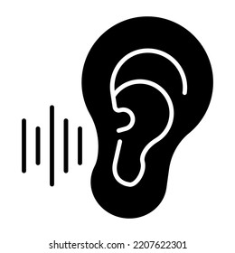 Human auditory organ icon, solid design of ear 