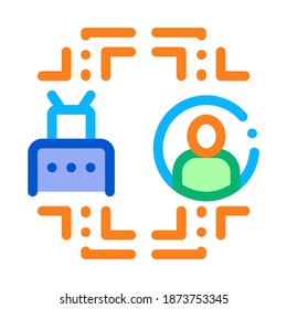 automatización humana en el vector de iconos de robots. automatización humana en la firma de robots. ilustración de símbolo de contorno de color
