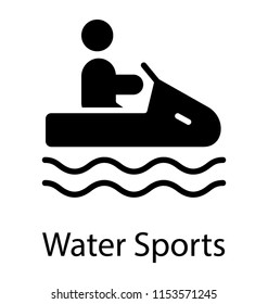 
Human avatar boating on a water scooter to describe water sports concept 

