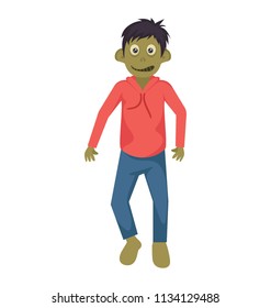
Human avatar of boy in pant and shirt with scary face, icon for scary boy
