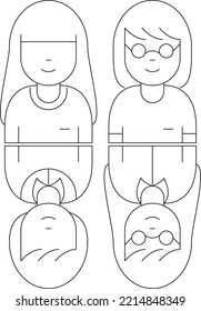 Dibujo de contornos de caracteres de avatar humanos