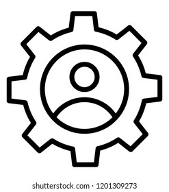 A human avatar and cogwheel indicating update user profile icon