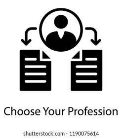 A human avatar connected to documents symbolising resume 