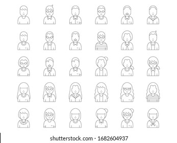 Human avatar contours drawing set.