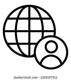 Human avatar with globe sign, global businessman 