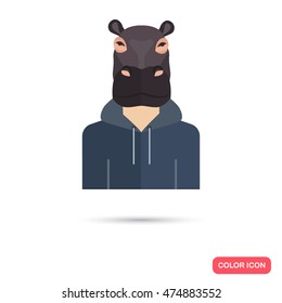 Human avatar with hippo head