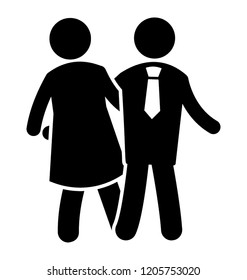 Human avatar holding hands of each other symbolizing couple dance 