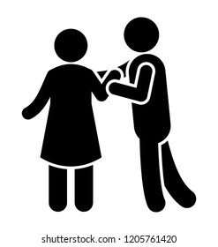 Human avatar holding hands of each other symbolizing couple romance 