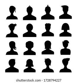 human avatar icons set silhouette theme