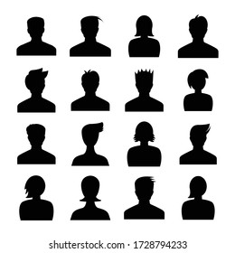 human avatar icons set silhouette theme