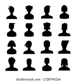Human Avatar Icons Set Silhouette Theme
