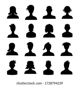 human avatar icons set silhouette theme