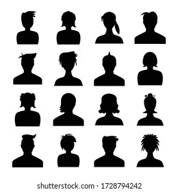 human avatar icons set silhouette theme