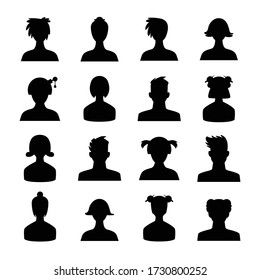 human avatar icons set silhouette theme