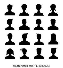 human avatar icons set silhouette theme