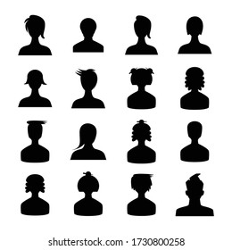 human avatar icons set silhouette theme