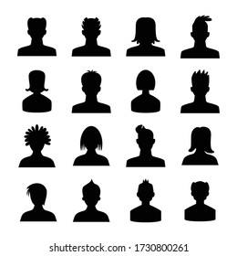 human avatar icons set silhouette theme