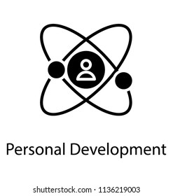 Human avatar inside an electron symbolising personal development 