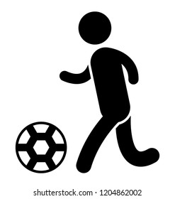 Human avatar kicking a ball to grip football icon