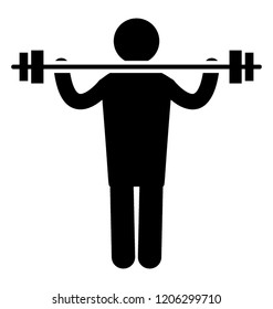 Human avatar lifting heavy weights showcasing weightlifting concept  