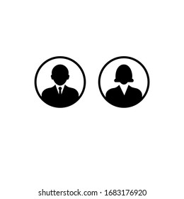Human avatar man and women for web profile or person symbol or use sign icon in black on isolated white background. EPS 10 vector.