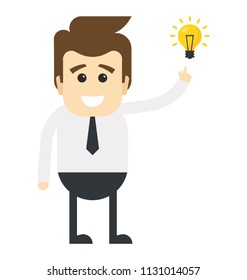
Human avatar of office character standing straight with lightbulb showing gesture of being innovative by generating brand new ideas 
